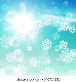 Winter sunny day background. EPS10 vector.