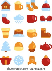 Fuentes de invierno, ilustración, vector sobre un fondo blanco.