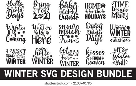 Winter Svg Bundle Tshirt Design Stock Vector (Royalty Free) 2133740795 ...