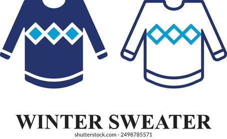 Winter Sweater Cloth icon set isolated on white background. Editable colorful Icons of Cool Weather in fill and line style.
