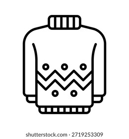 Ilustración vectorial de ropa de suéter de invierno, icono de estilo de línea