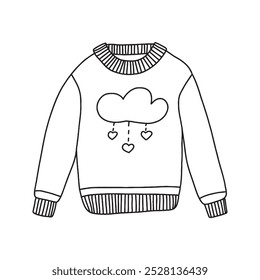 Suéter de invierno en estilo doodle. Vector