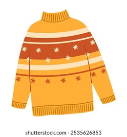 Winter sweater. Knitted woolen warm sweater. Cold season. Flat vector isolated illustration	