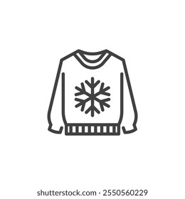 Winter Sweater line icon. linear style sign for mobile concept and web design. Sweater with snowflake outline vector icon. Symbol, logo illustration. Vector graphics
