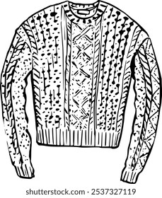 Winter sweater pull Fashion stylish sketch. Vector doodle design