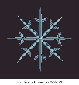 Winter symbol. Linear vector snowflake. Holiday design. New Year card illustration. Element for your design