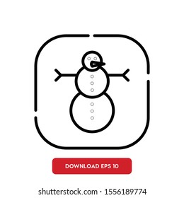 Winter symbol, snowman outline vector icon
