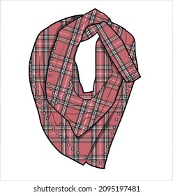 WINTER TARTAN SCARF WITH STUDS IN EDITABLE VECTOR FILE