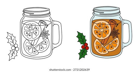 Té de invierno en la Ilustración vectorial del tarro