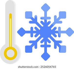 Ícone de temperatura de inverno em preenchimento de cor. estilo plano. Isolado sobre fundo branco