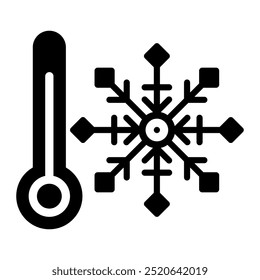Winter temperature icon line art style. Isolated on white background