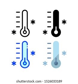 Winter temperature icon. With outline, glyph, filled outline and flat style