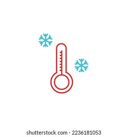 winter temperature thermometer vector icon