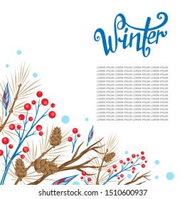 Winter. Template design of banner for New Year and Christmas. Winter frame for text. Greeting card