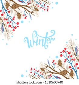 Winter. Template design of banner for New Year and Christmas. Winter frame for text. Greeting card