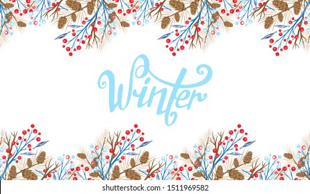 Winter. Template design of banner for New Year and Christmas. Winter frame for text. Greeting card