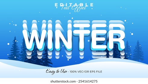 Winter text effect, 3d christmas typography template graphic style