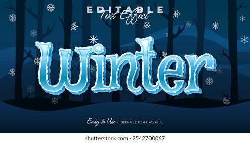 Wintertexteffekt, Grafikstil der 3D-Eistypografie-Vorlage