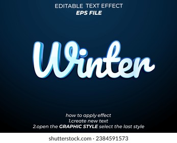 winter text effect, font editable, typography, 3d text. vector template