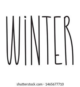 Winter text for print, web, decoration. Hand drawn unique lettering sign. Calendar typography. Elegant font for poster, cover, template. Seasonal lettering design.
