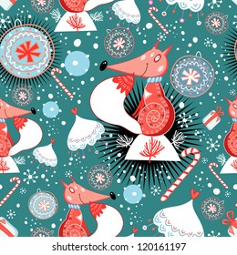 winter texture with foxes