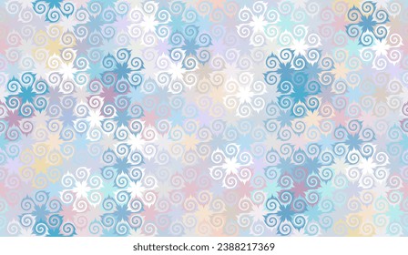 Winter texture from snowflakes. Wrapping paper. Seamless pattern.