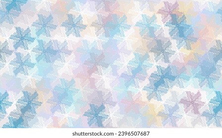 Winter texture from snowflakes. Wrapping paper. Seamless pattern.