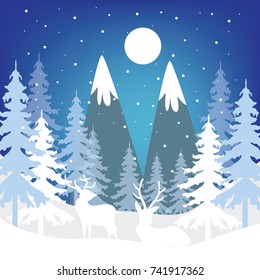 Winter theme background series in cut-out paper style