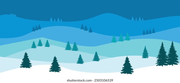 Fondo temático de invierno, diseño de ilustración simple y elegante, estilo paisajístico, Vector EPS 10.