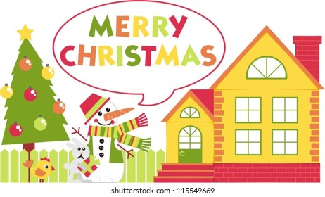 Winter theme - Christmas illustration. Happy New Year!