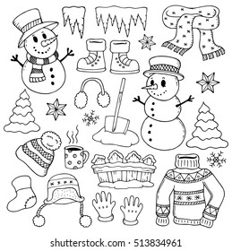 Winter theme drawings 1 - eps10 vector illustration.