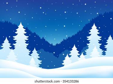 Winter theme landscape 5 - eps10 vector illustration.