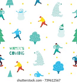 Winter theme seamless pattern.