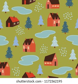 winter theme seamless pattern design