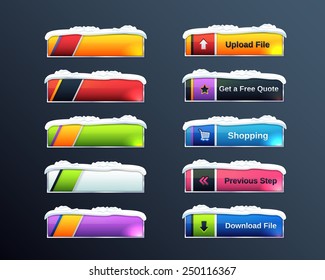 Winter Theme Vector Buttons Set