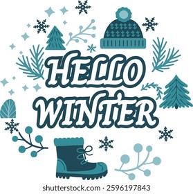 Winter Theme Vector Design with Cozy Elements