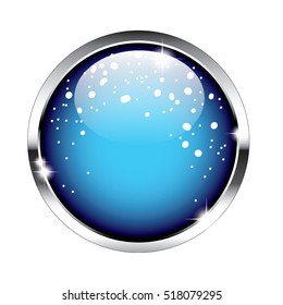 Winter themed abstract round background, in a silver frame. Vector illustration.