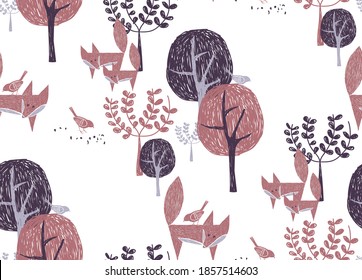 Winter themed hand drawn seamless print design.