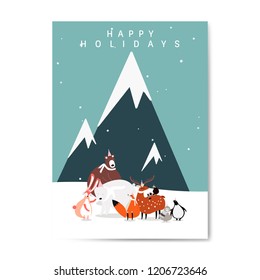 Winter themed postcard design vector