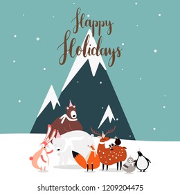Winter themed postcard design vector