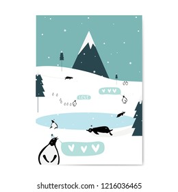 Winter themed postcard design vector