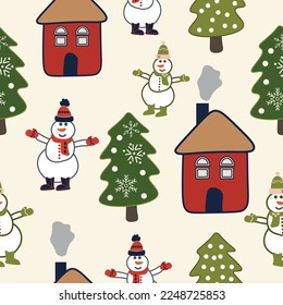 Winter themed seamless repeat pattern 