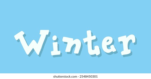 Winter themed text displayed against a light blue background showcasing a playful design. This design captures the essence of the wintertime season in a cheerful way.