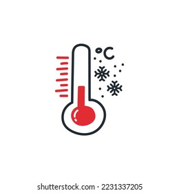 Winter thermometer temperature celcius icon drawing doodle vector illustration