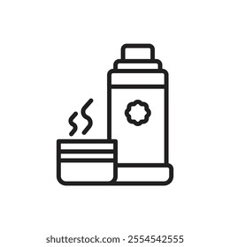 Winter Thermos Outline Icon Vector Illustration