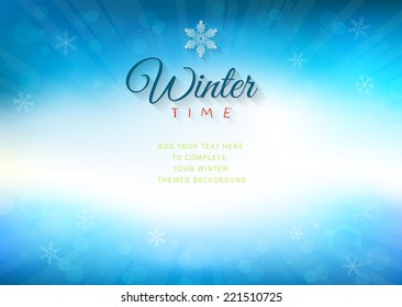 Winter time background with text - illustration. Vector illustration of a glowing Winter time background.