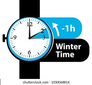 Winter Time. Daylight Saving Time. Fall Back Watch. Vector Icon.