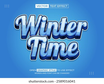 winter time editable text, font effect, 3d text for title