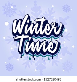 Winter Time Handlettering Vector for logo, banner, flyer, poster, greeting card, invitation card, website, aplication etc