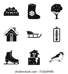 Winter time icon set. Simple set of 9 winter time vector icons for web design isolated on white background